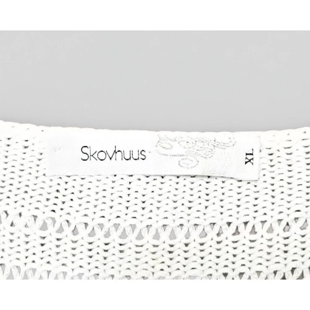 SKOVHUUS White Striped Cardigan Sweater Sz XL Gray Black Silver Stripes Italy - Picture 2 of 9